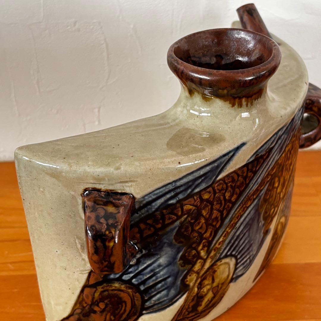 沖縄 琉球 抱瓶 だちびん 魚文 民芸品 やちむん 酒器 - メルカリ