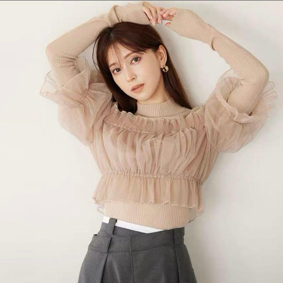 SNIDEL スナイデル チュールドッキングニットプルオーバー - メルカリ