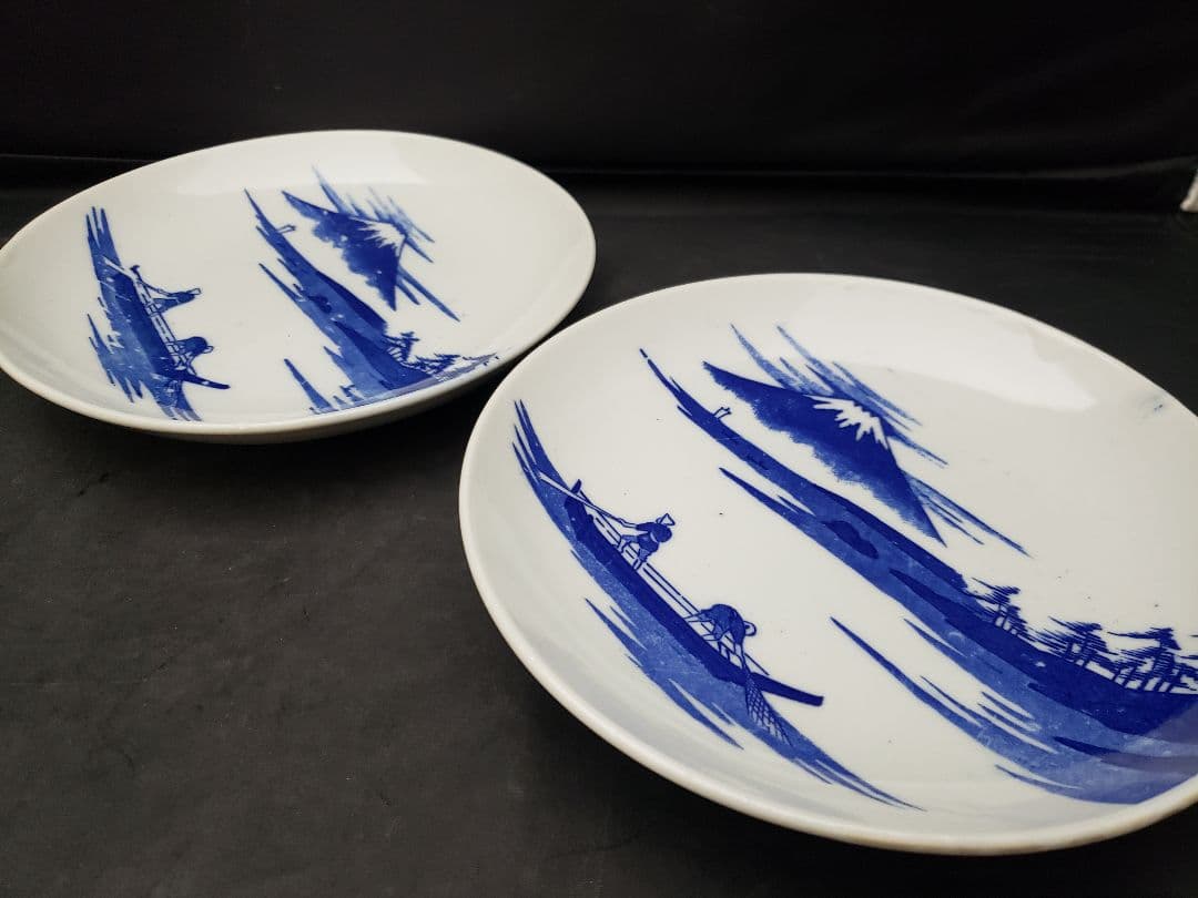 古伊万里 染付皿 5枚 富士山 三保の松原 アンティーク - メルカリ