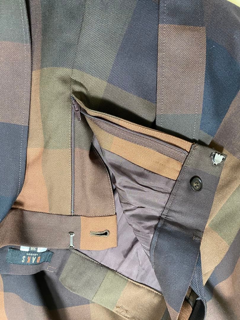 DAKS ガウチョパンツ ウエストリボン付き ブラウン系 チェック