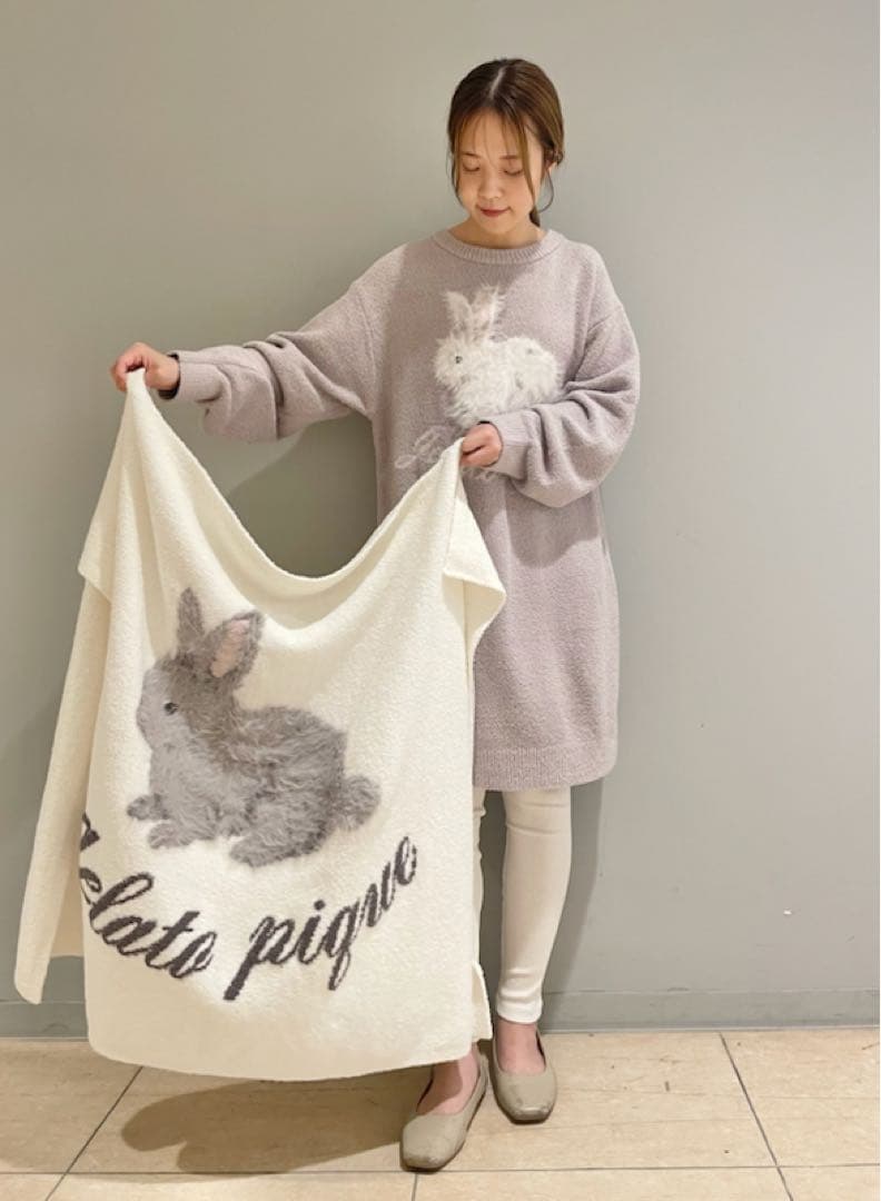 ジェラートピケ ベビモコ ラビットジャガードブランケット うさぎ