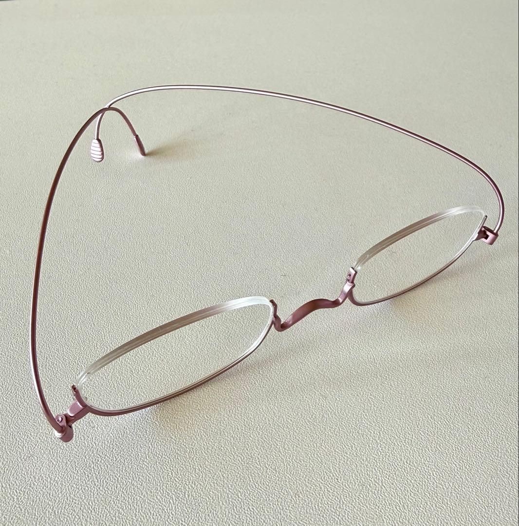 リーディンググラス シャンパンピンクオーバル 革ケース付き