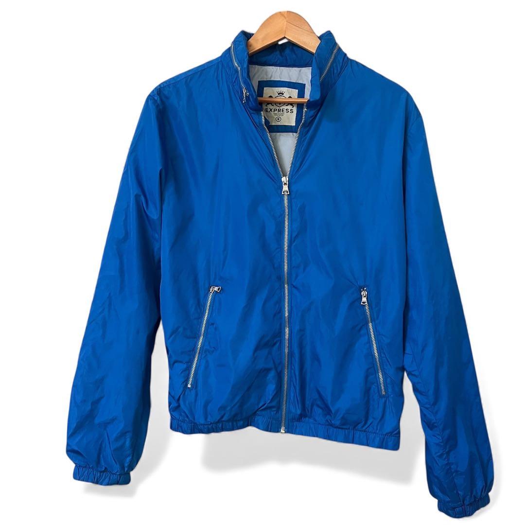 EXPRESS 軽量ナイロンジャケット フード付きS ブルー - メルカリ