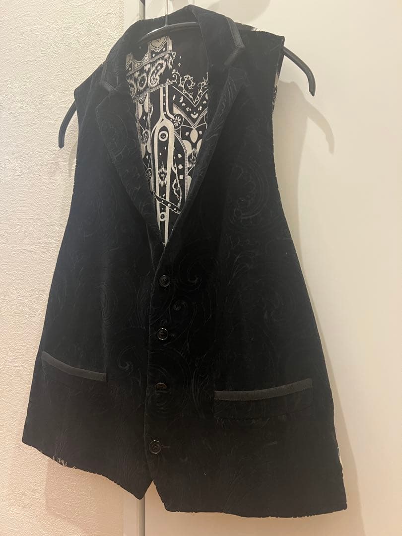 【希少】エトロ／ジレ／ベスト／シルク／ベロア／ペイズリー／ブラック／Ｌ 希少】エトロ／ジレ／ベスト／シルク／ベロア／ペイズリー／ブラック／L