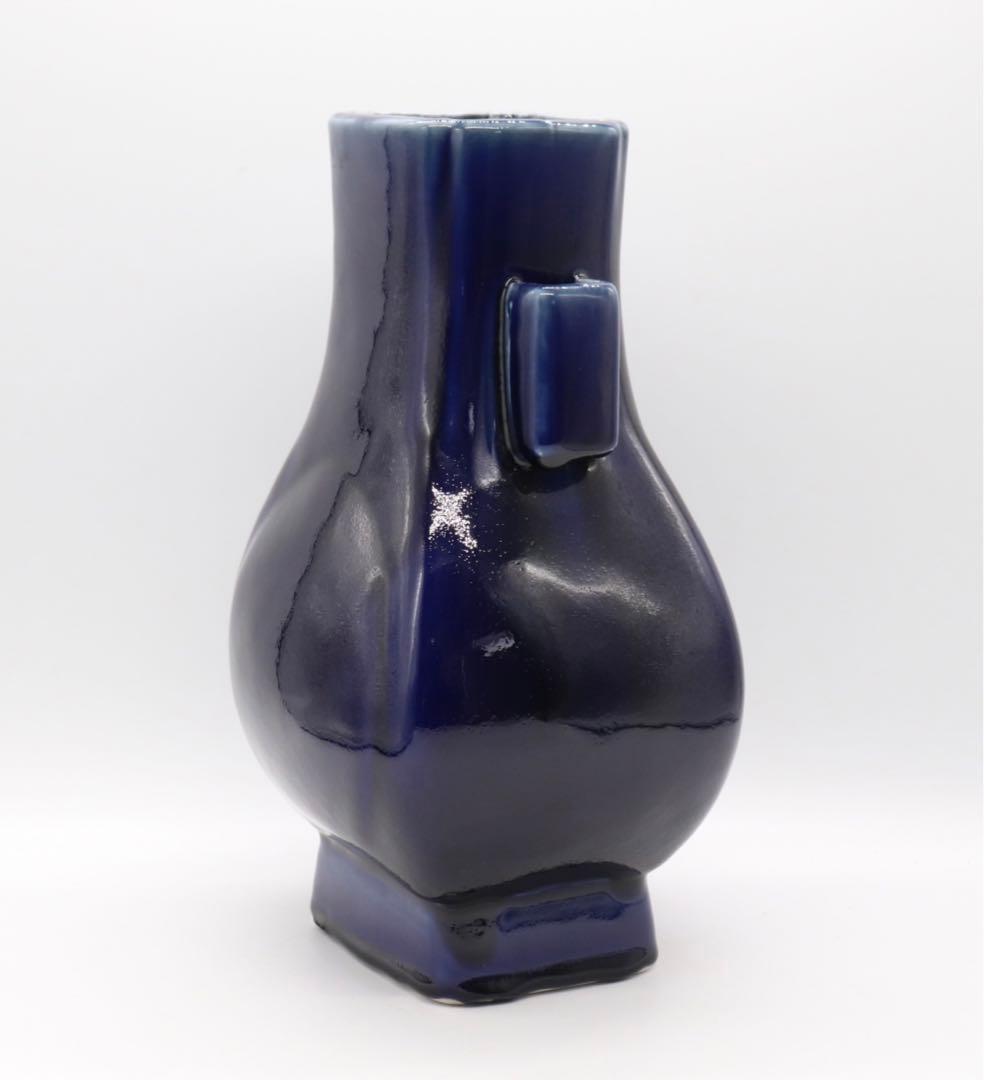 中国 大清乾隆年製 藍釉双耳瓶 共箱 送料込み0222 - メルカリ