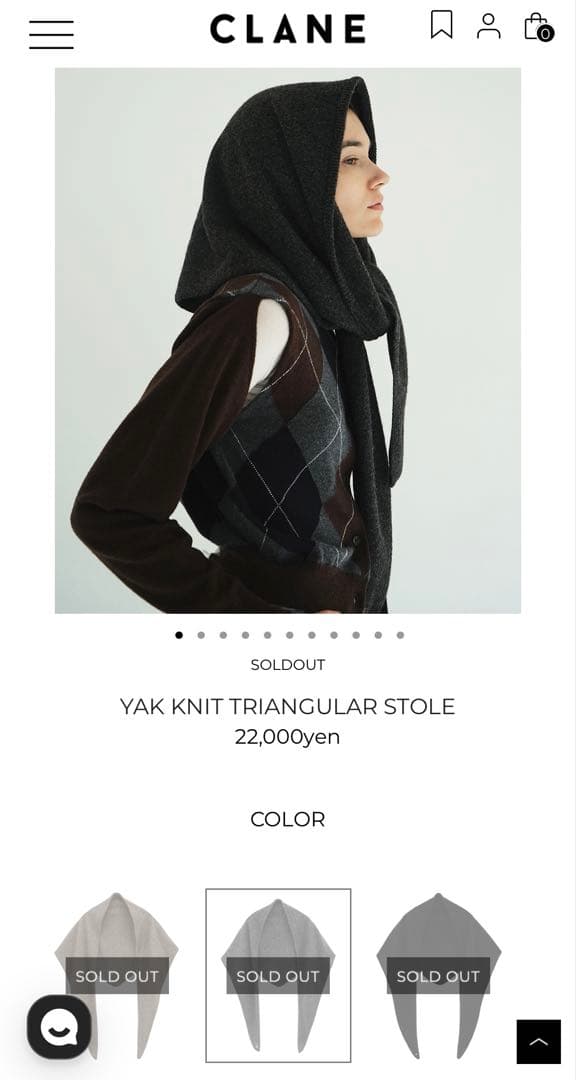 CLANEストール YAK KNIT TRIANGULAR STOLE グレー - メルカリ