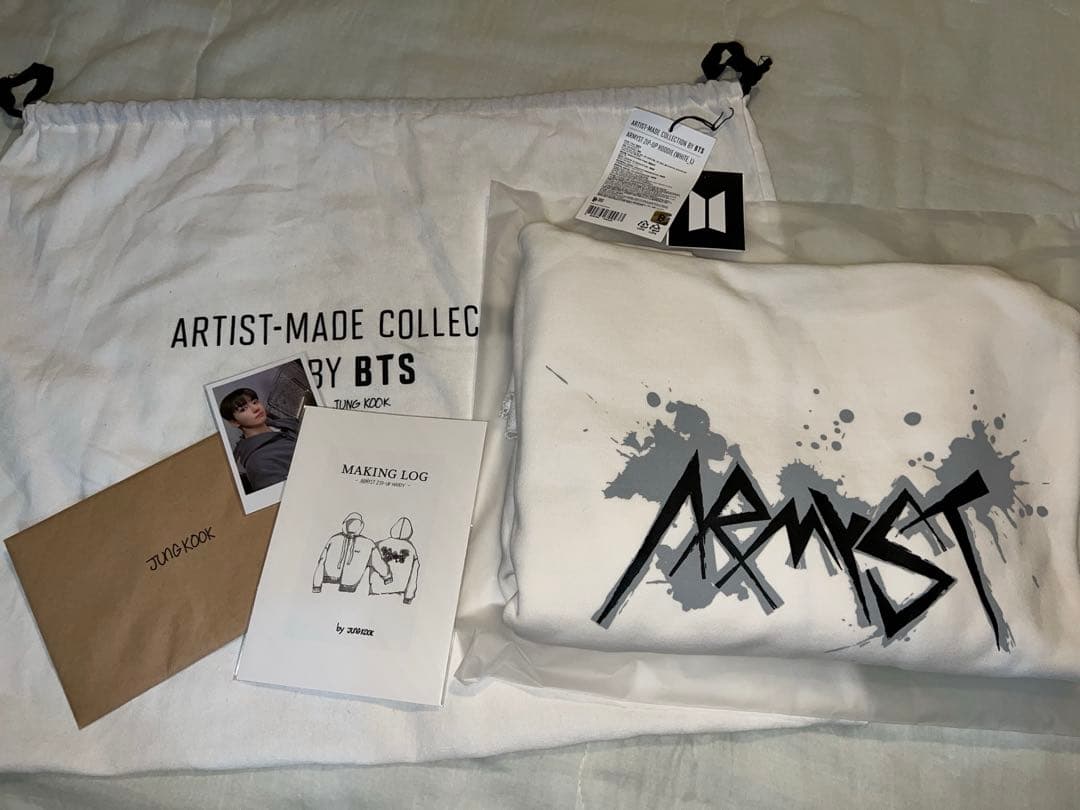 抜き無し BTS アーティストメイド ジョングク フーディー ホワイト L