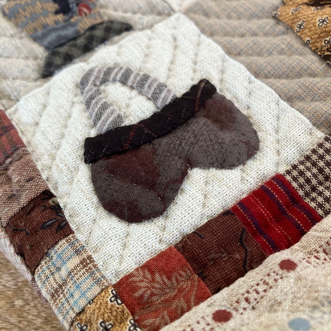 パッチワークキルト かごアップリケのトートバック ハンドメイド