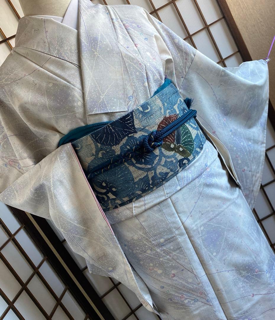 本場白大島紬 玉模様 9マルキ しつけ付き