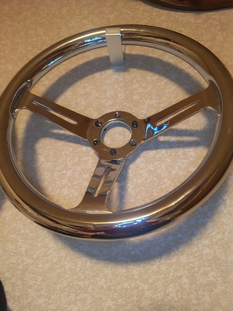 クロムメッキ 3スポーク ステアリングホイール BRC ハンドル オールウッド 4本 スリットスポーク クロームメッキ 457Φ