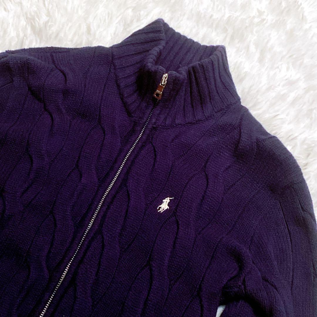 Polo Ralph Lauren ケーブルニット フルジップ ネイビー S - メルカリ