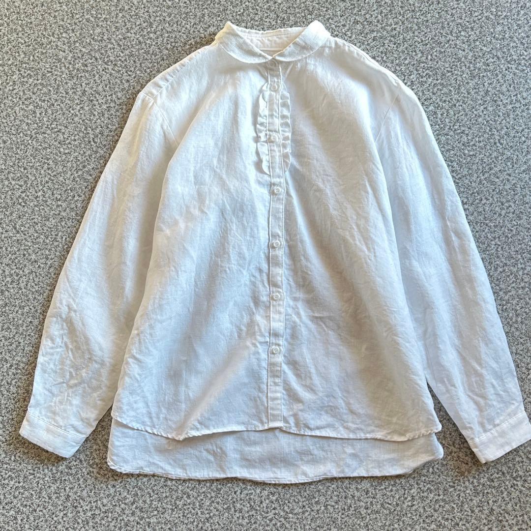 中川政七商店 手織り麻を使ったフリルシャツ リネンブラウス - メルカリ