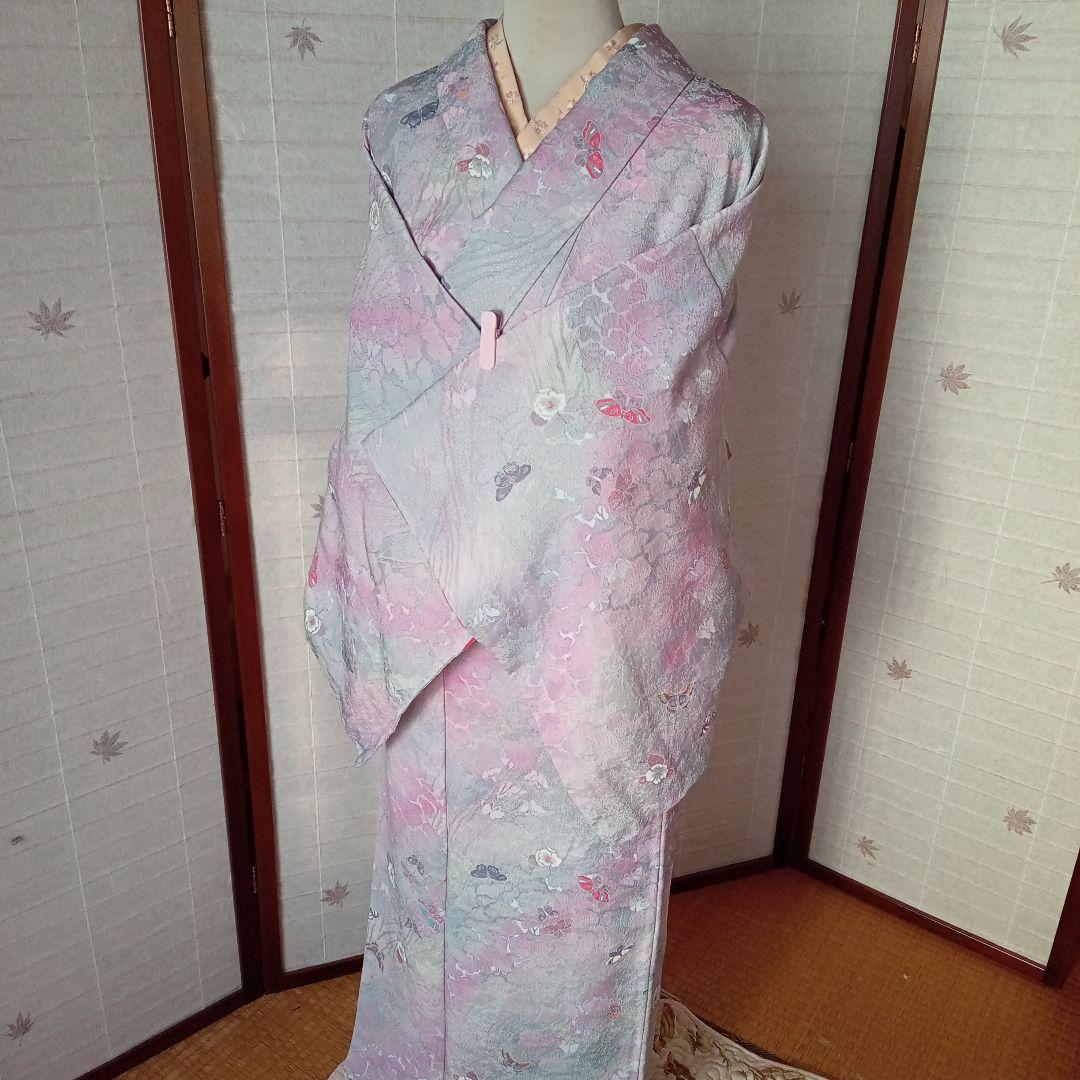 4855未使用超美品　素敵♥大人可愛い付下げ小紋　蝶々