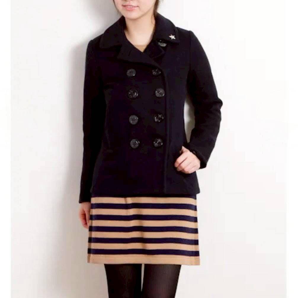 Schott×earthコラボ【ウール混／カナダ製】ピーコート星スタッズ S