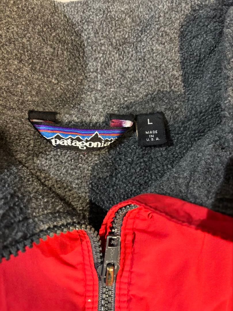 241 USA製 Patagonia フリースライナーグレー×レッド Lサイズ相