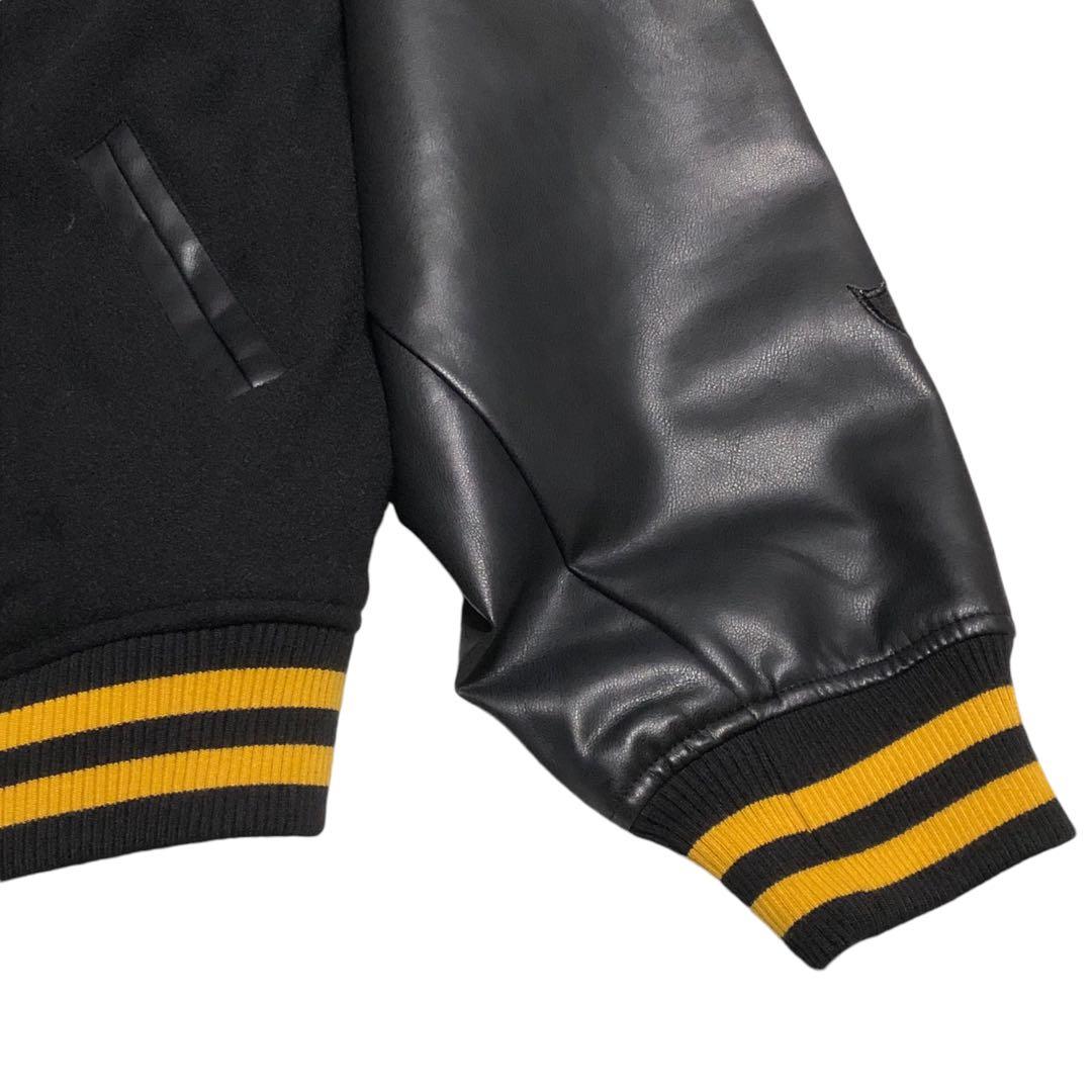 美品 ATC スタジャン 大きめLサイズ ブラックイエロー フェイクレザー