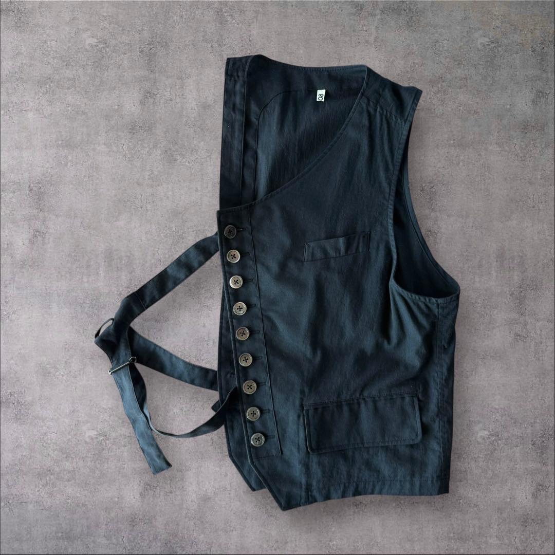 khoki 23SS アシンメトリーデザインベスト サイズ2 ブラック