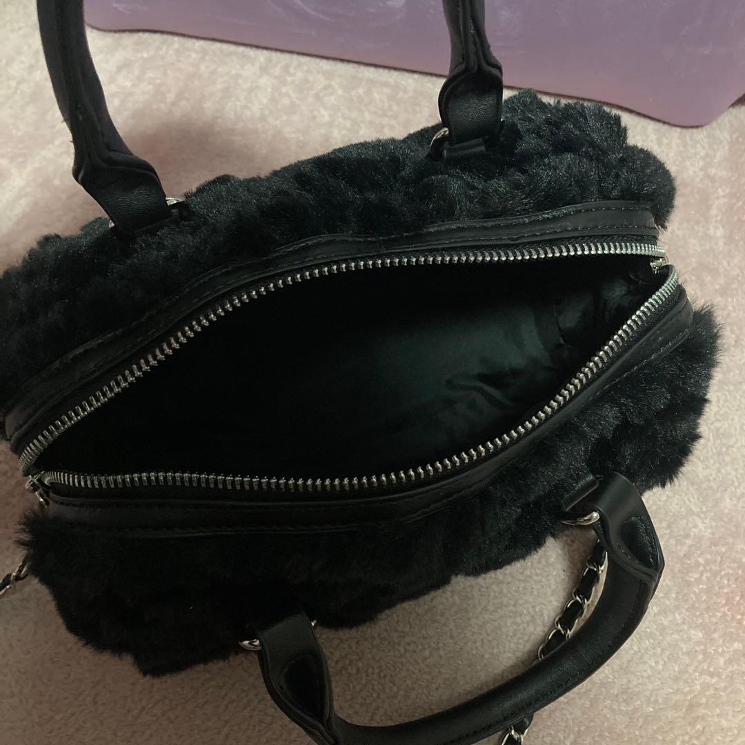 ミシェルマカロン ファーキルティングボストン ブラック - メルカリ