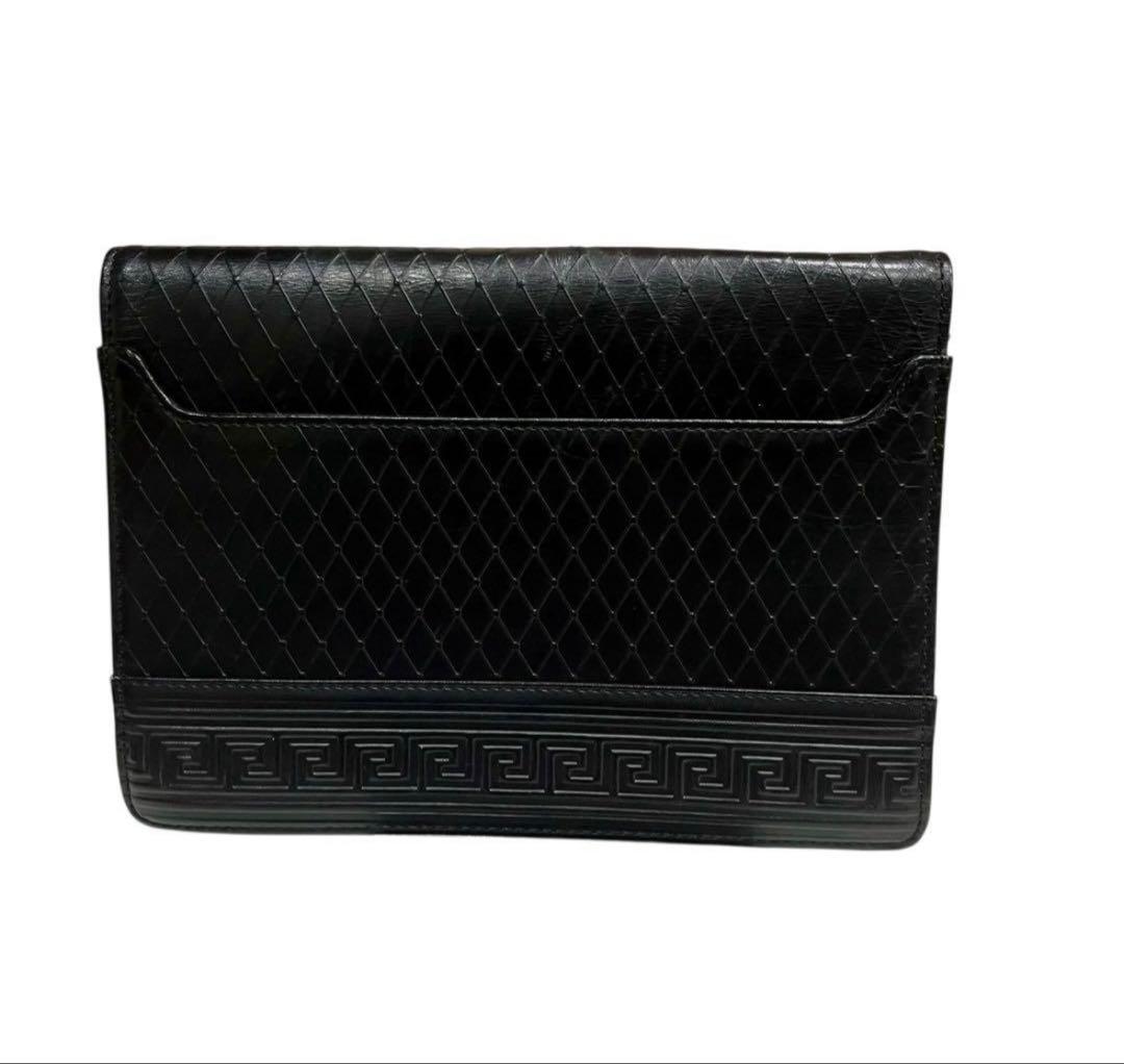 GIANNI VERSACE セカンドバッグ クラッチバッグ レザー ブラック