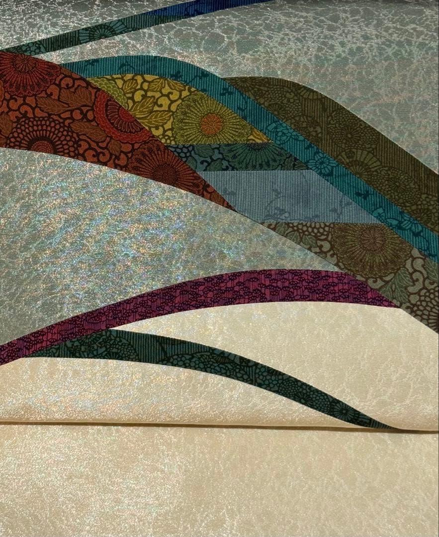 人間国宝 南部芳松」謹製 切りばめ 菊唐草模様 お洒落袋帯