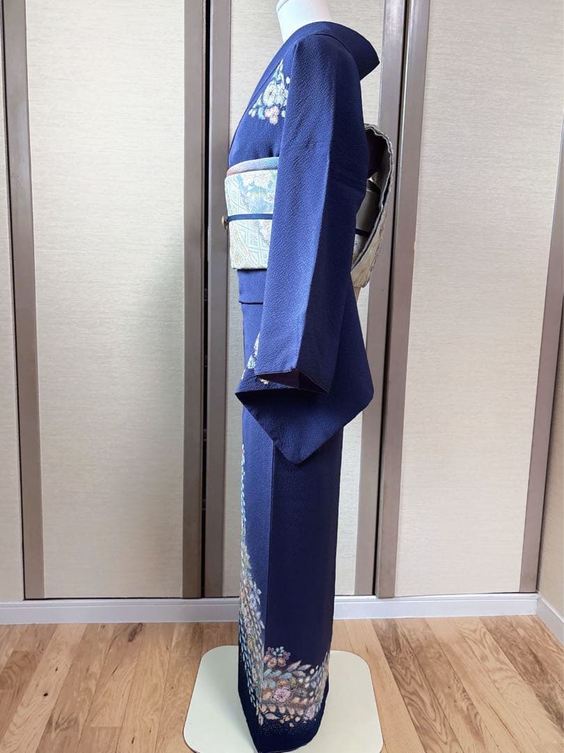 美品 正絹 訪問着 辻が花 翠山工房 裄68 卒業式 入学式 M L 紺 - メルカリ