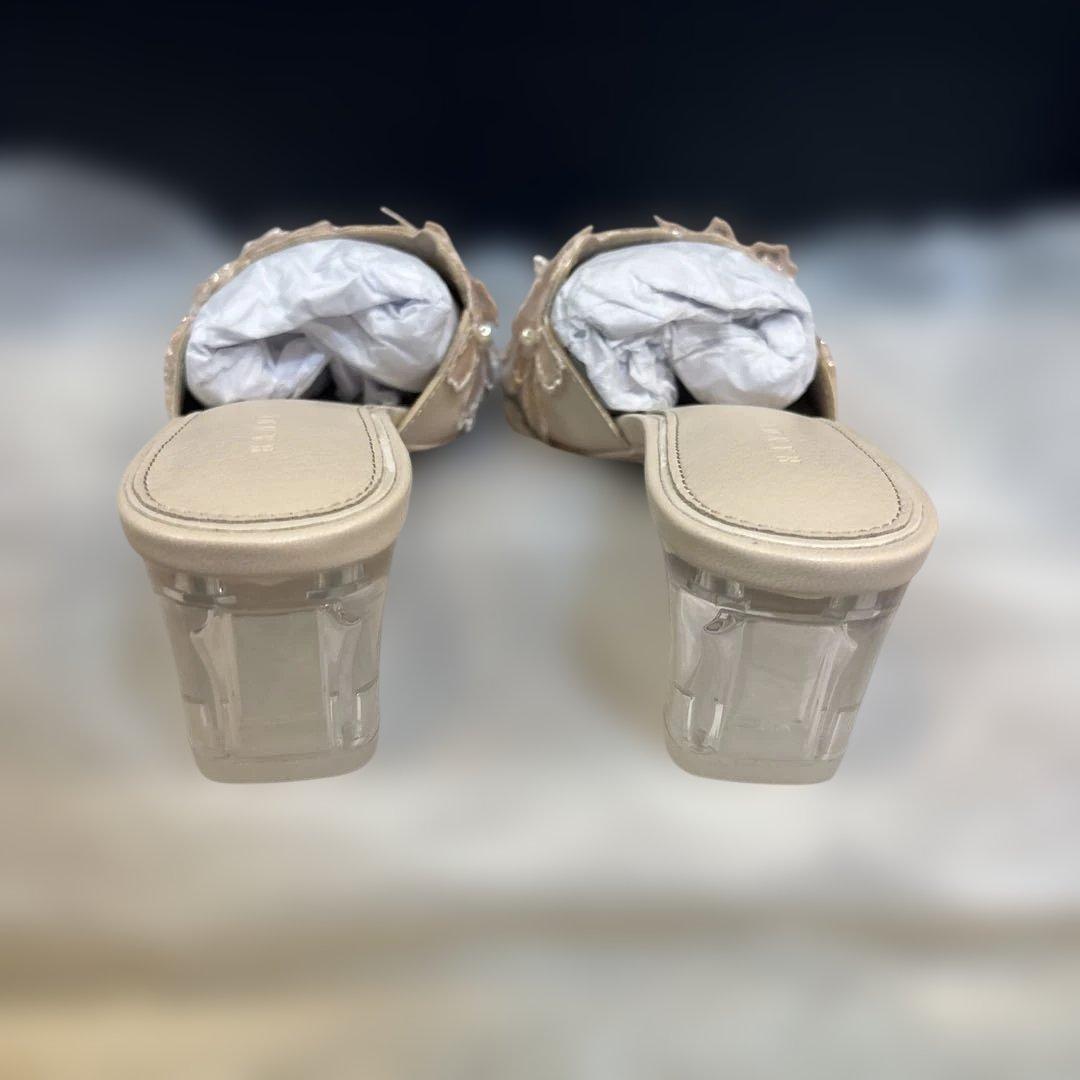 新品未使用】RANDA フラワー×ビーズ ミュールサンダル M ピンク