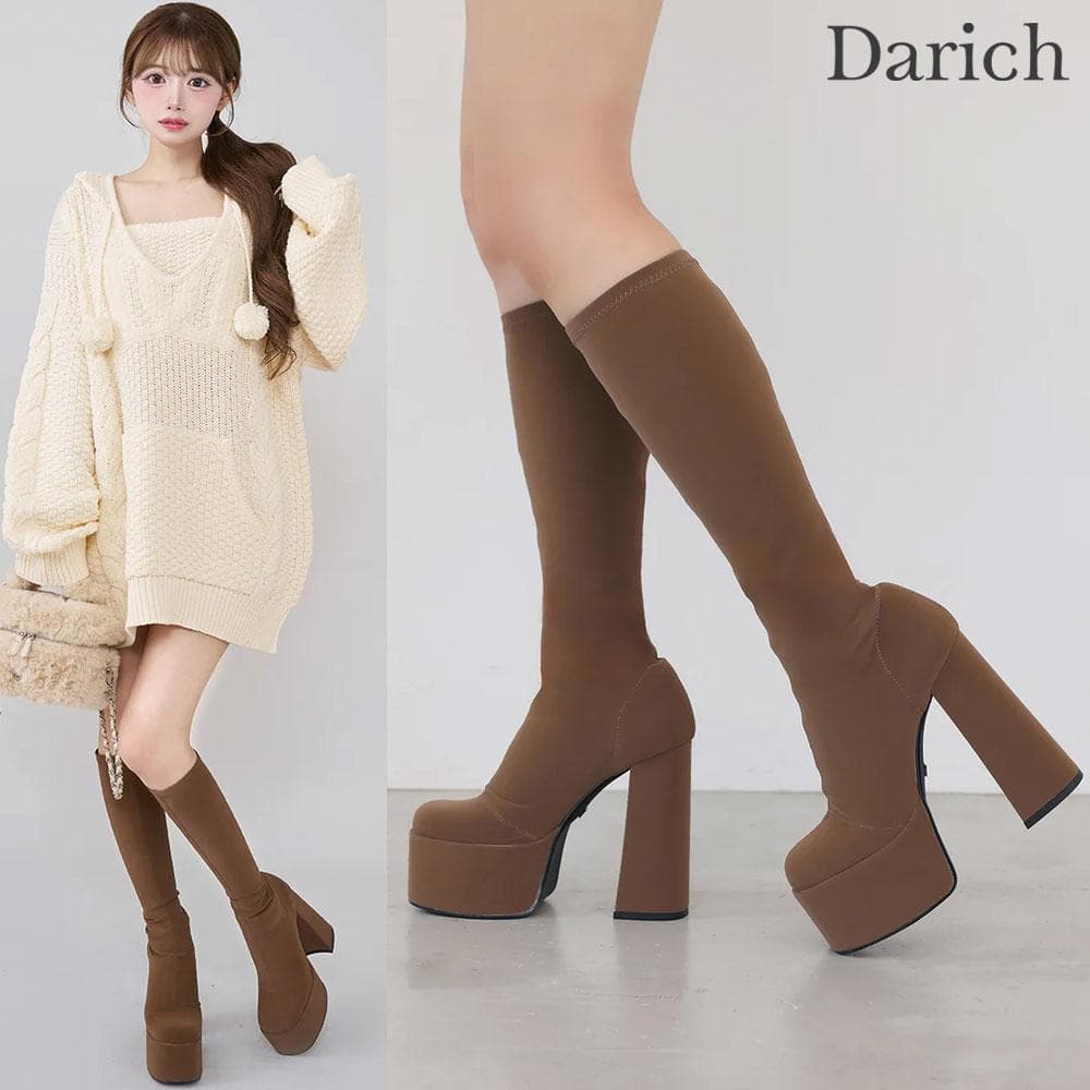 Darich ダーリッチ ウルトラストレッチロングブーツ ブラウン ダーリッチ Darich ウルトラストレッチロングブーツ （ブラウン） -靴