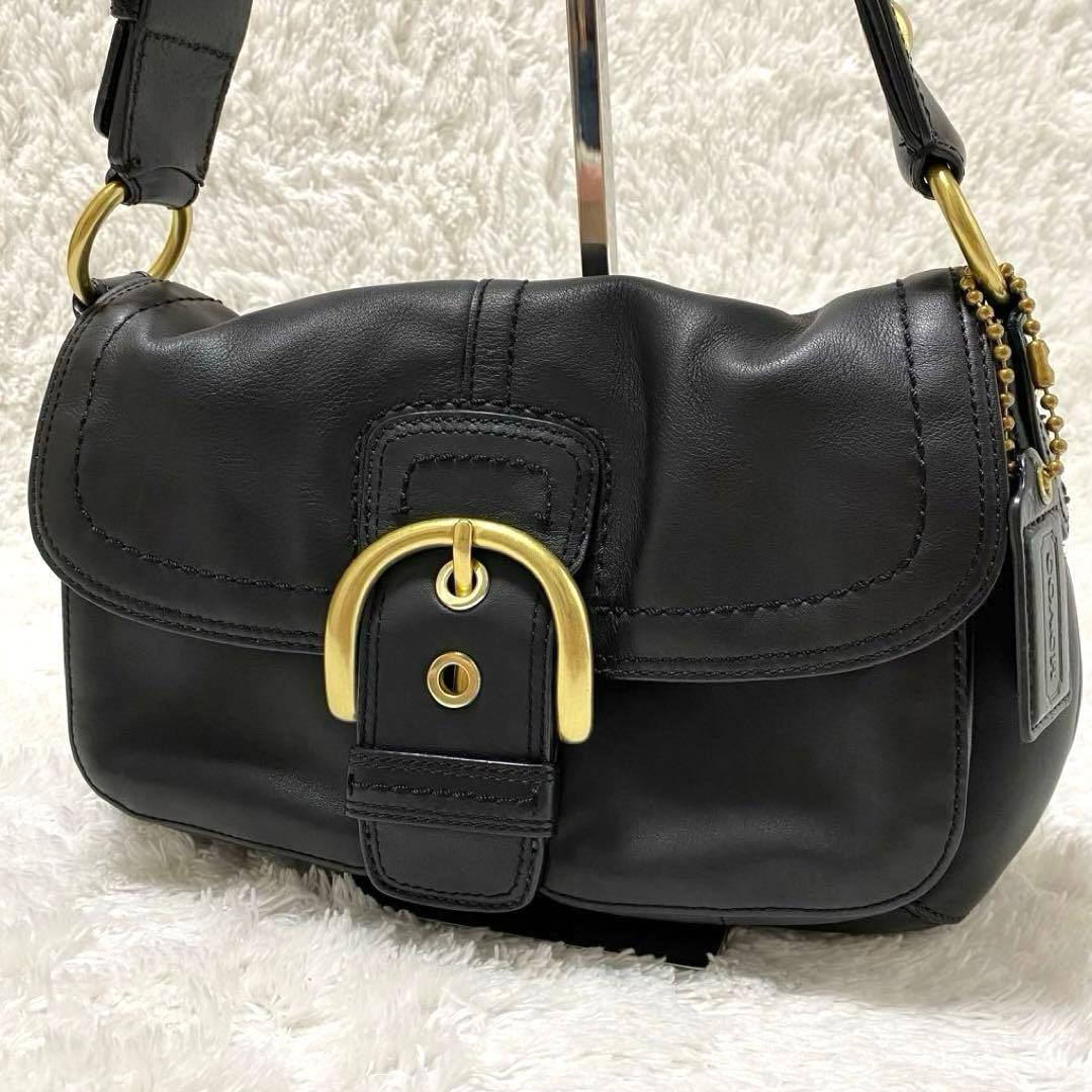 美品】コーチ ソーホー ショルダーバッグ 黒 レザー ゴールド金具