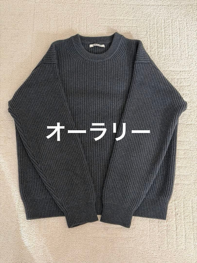 オーラリー　SUPER FINE WOOL RIB KNIT BIG ニット Namu Shop - Auralee Super Fine Wool Rib Knit Big Pullover - Black