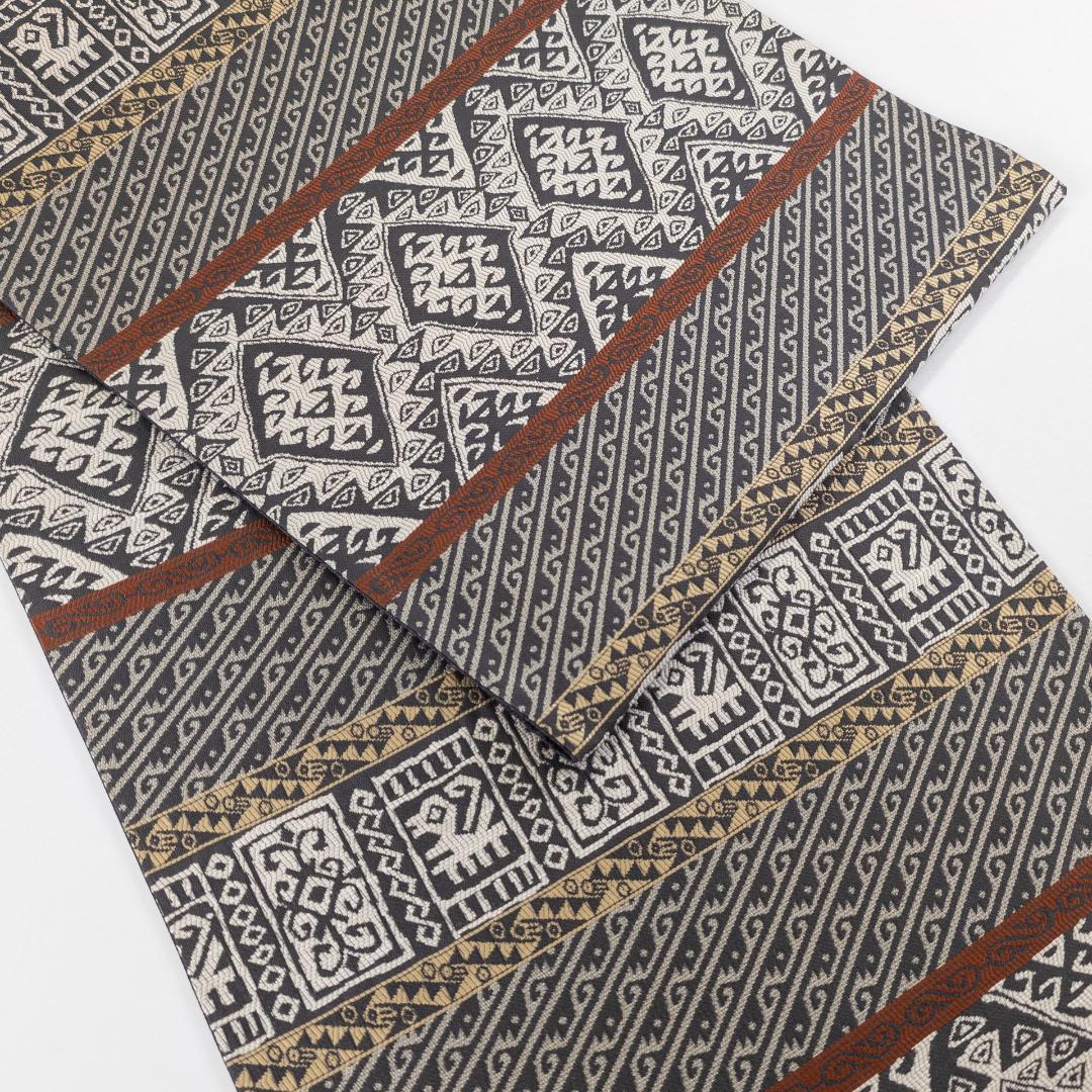 R7SK1383 袋帯 洒落袋帯 コプト調 エキゾチック 幾何文様 六通柄