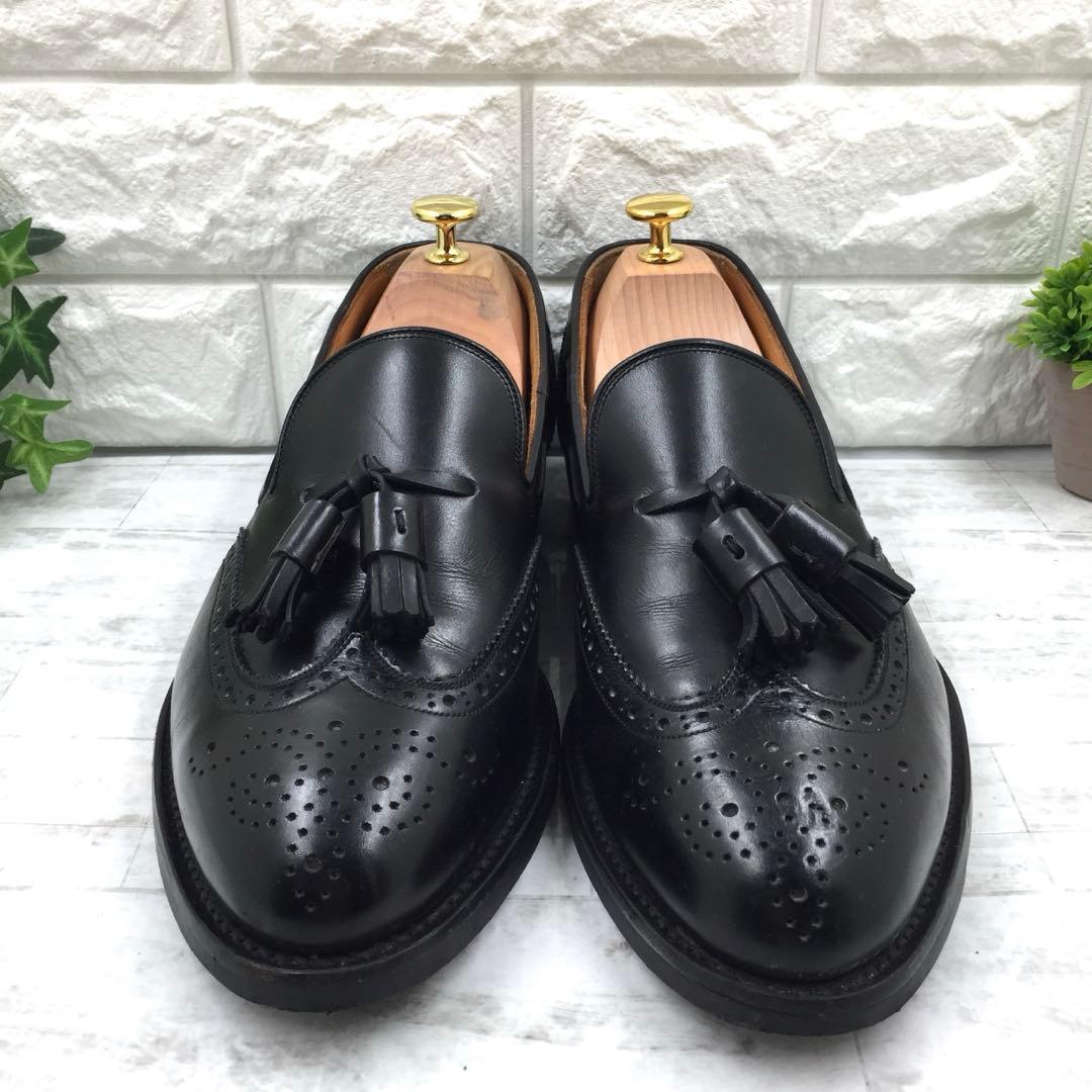 【美品】スコッチグレイン ウィングチップタッセルローファー 25.5cm 黒