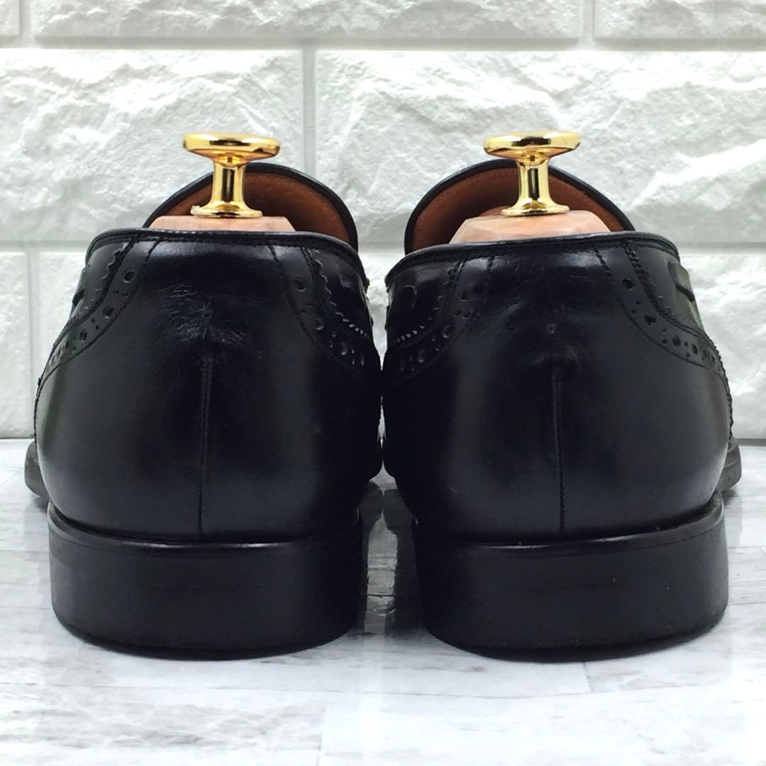 【美品】スコッチグレイン ウィングチップタッセルローファー 25.5cm 黒