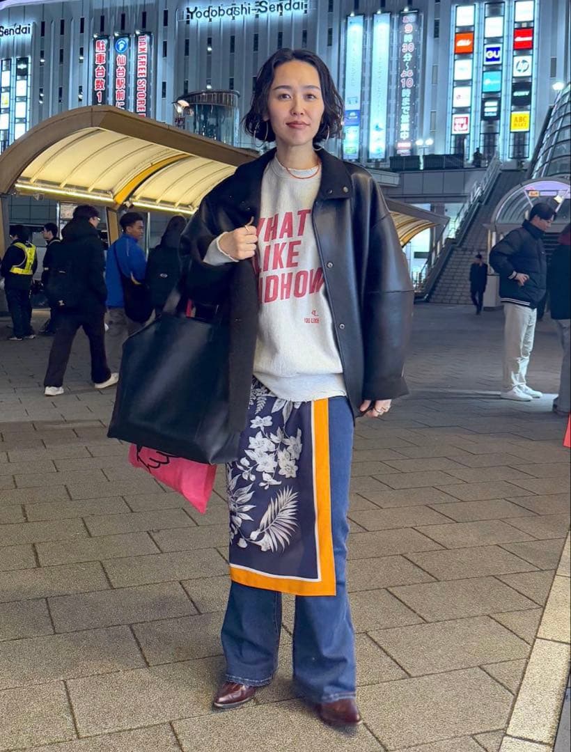 eL】JEANASISロゴスウェットプルオーバーeL×おねグレーeL×ONE