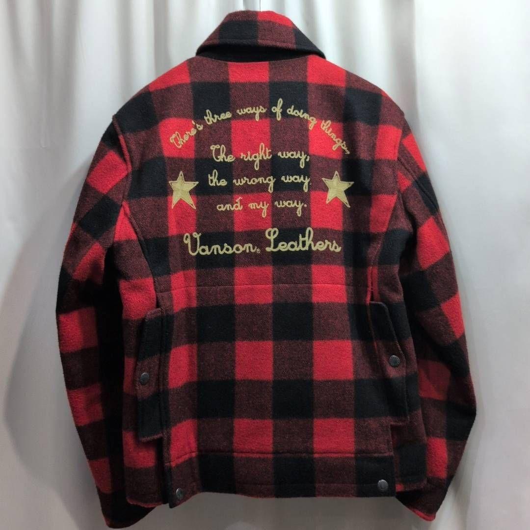 バンソン バッファロー チェック ウール ハンティングジャケット L