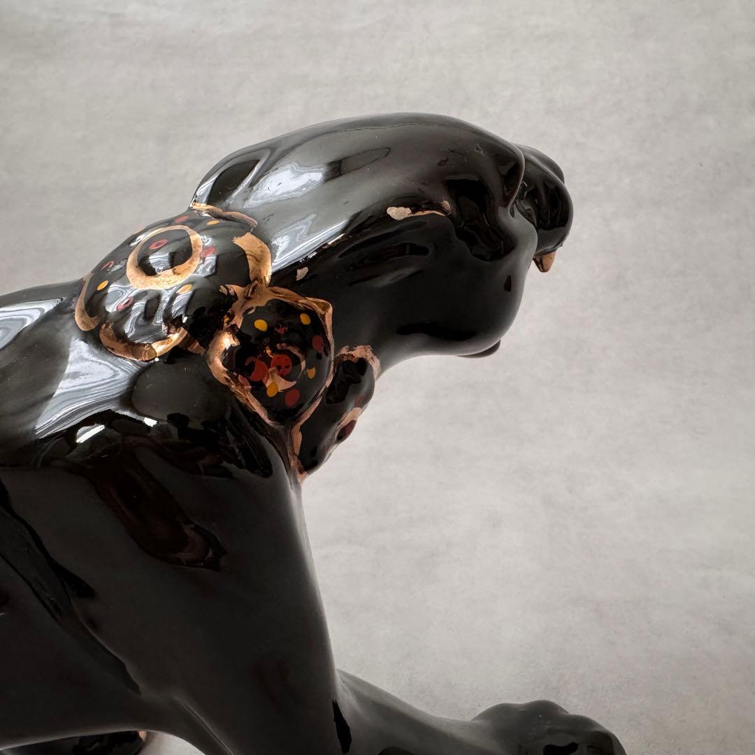 Vintage ブラックパンサー 置物 陶器 50s 60s ミッドセンチュリー