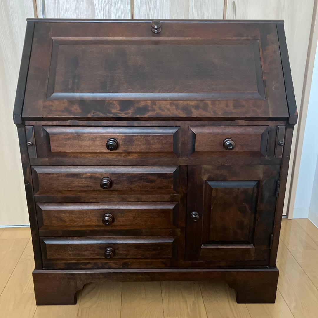 北海道民芸 ライティングビューロー チェスト 学習机 アンティーク インテリア 飛騨産業 北海道民芸家具 ライティングデスク アンティーク