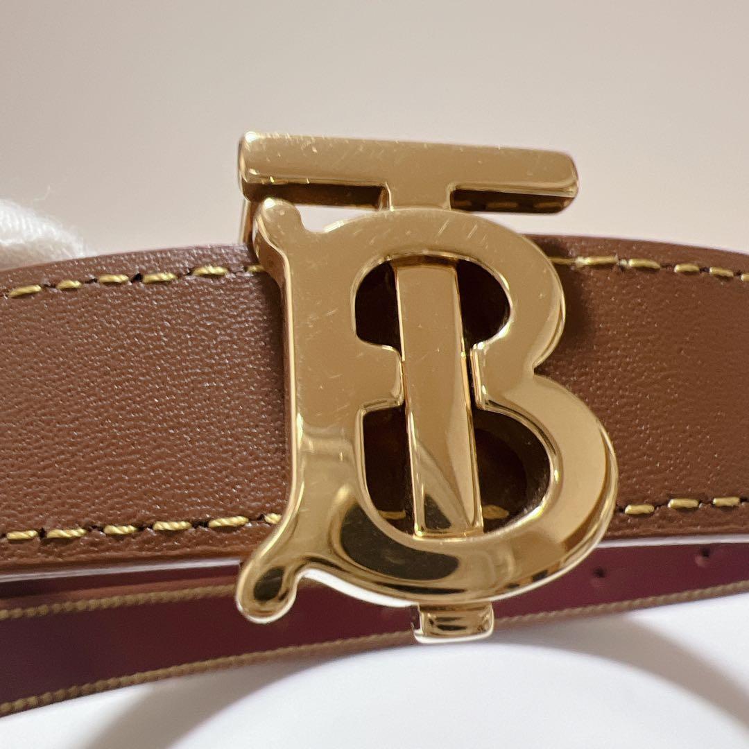 《極美品》バーバリー リバーシブル TBベルト レザー ブラウン ゴールド