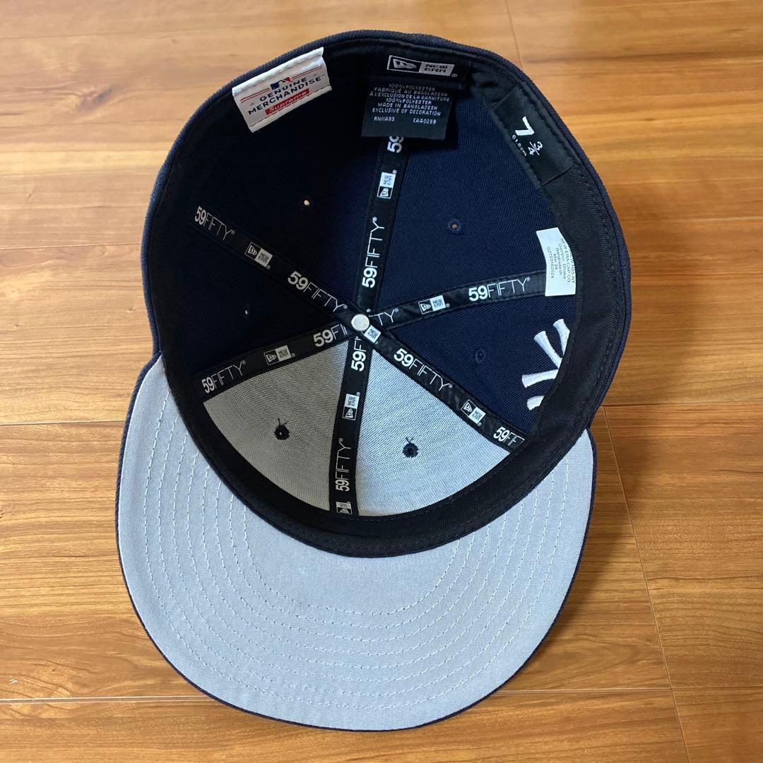 Supreme ニューエラ ヤンキース ネイビー キャップ 7 3/4