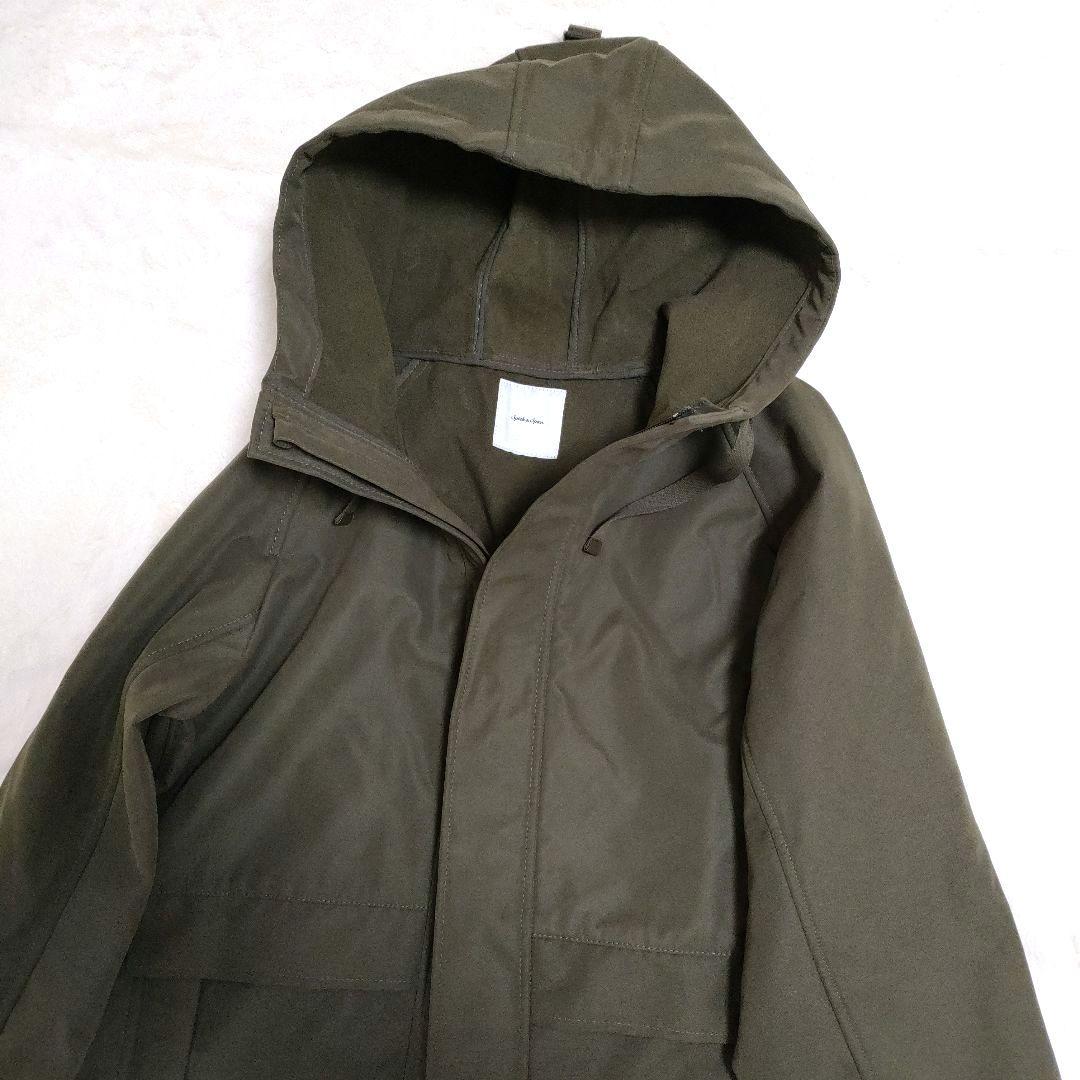 美品 2023 スピックアンドスパン ボンディングフーデッドコート カーキ