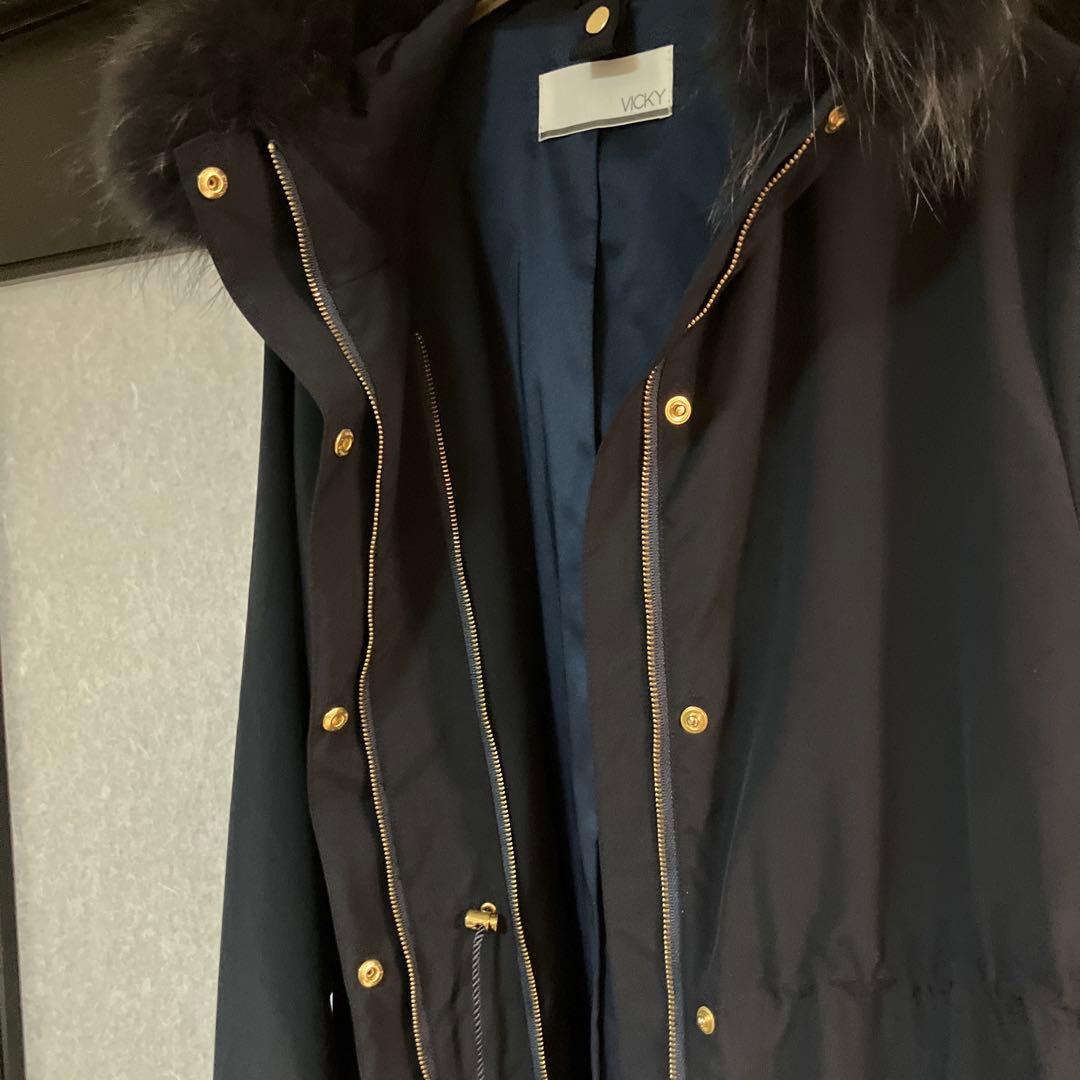 定価6万 【美品】VICKY ネイビー 3wayモッズコート ファーライナー付き