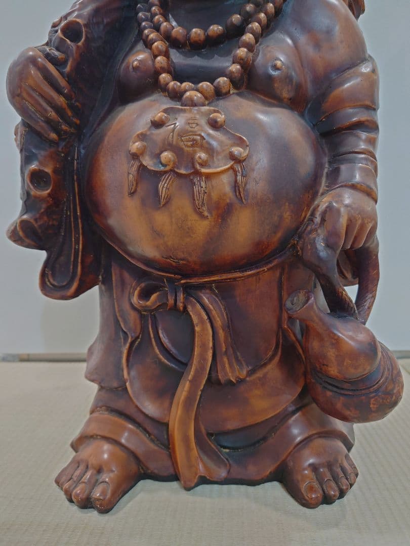 中国古玩 木彫り 布袋像 黄○袋 高さ61㎝ 重量約15㎏ - メルカリ