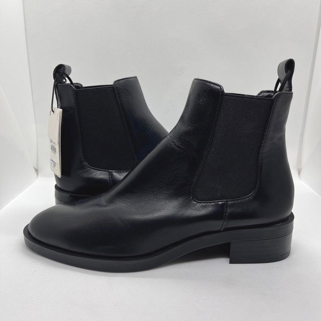 ✨新品 タグ付き✨ ZARA ザラ 【23】 サイドゴアブーツ レザー 本革 黒