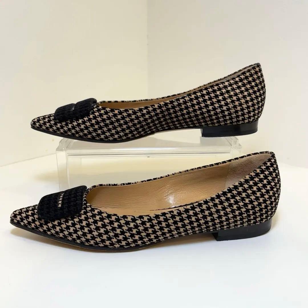 最終値下げ‼️(美品)ペリーコ 千鳥格子 フラットパンプス 23.5cm