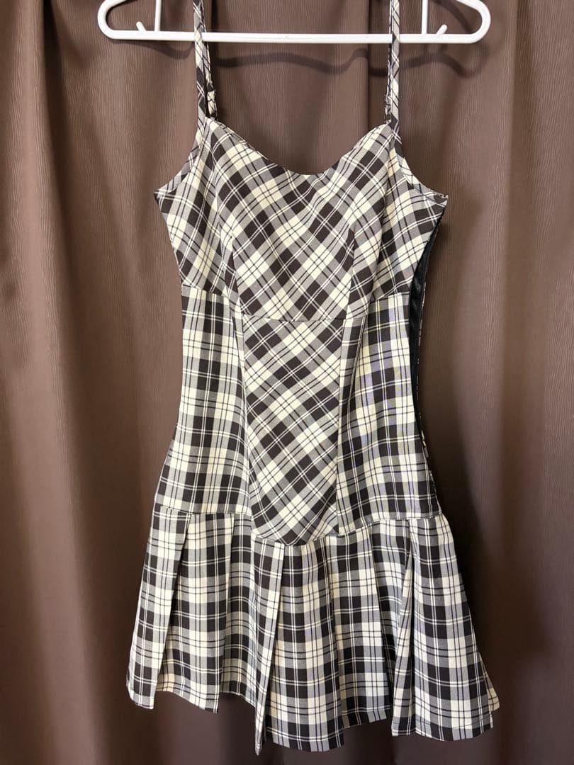 michellMacaron ボレロsetチェックプリーツワンピ ワンピースのみ