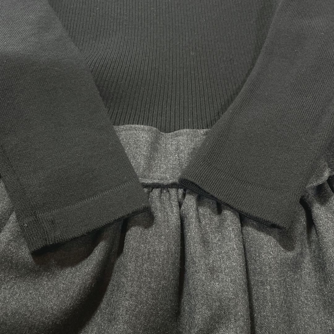 極美品✨ ルネ カシミヤ混 リブニット フレア ドッキングワンピース S