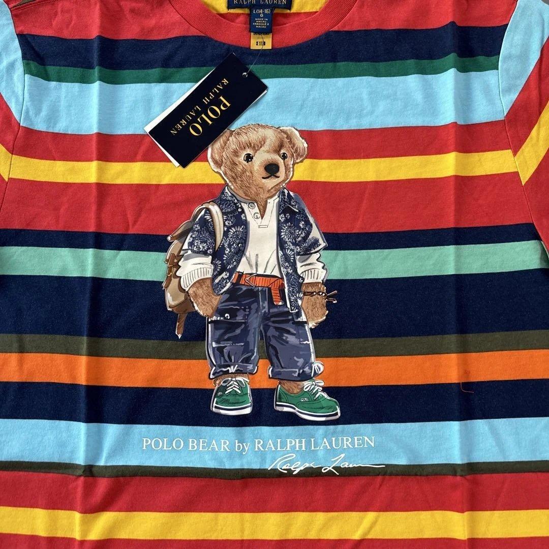 ボーイズL160 新品タグ付きラルフローレンポロベアボーダーTシャツ