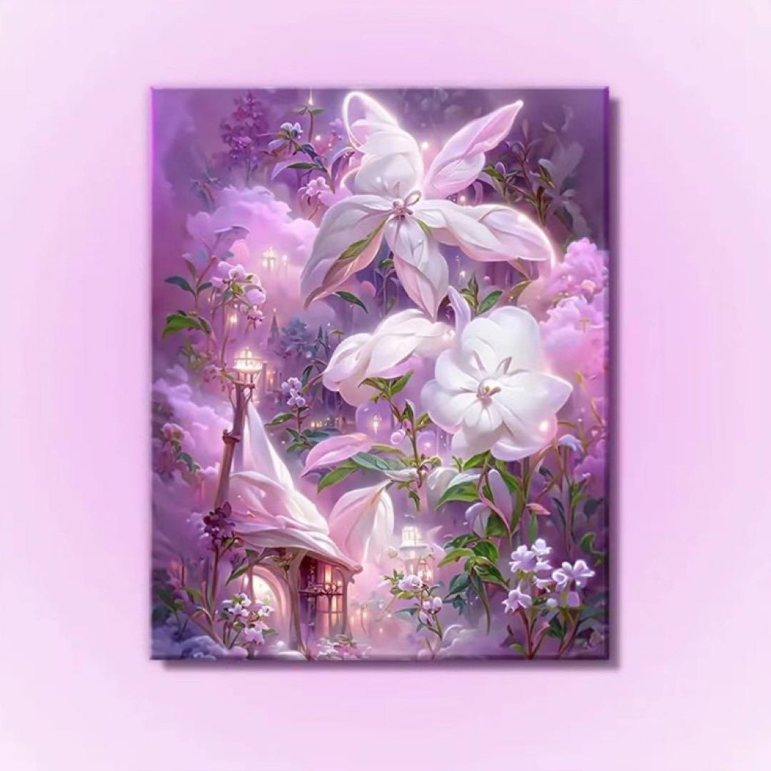 ファンタジー花のデジタルアート 幻想的な夜空に光るカラフルな幻想的な花 - デジタルアートのイラスト