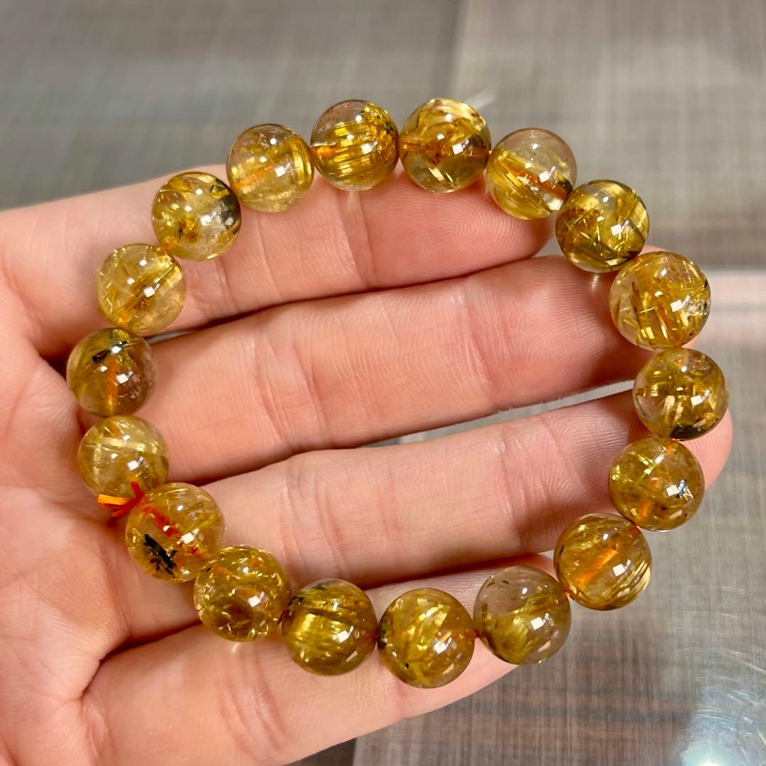 金運強　太陽放射ルチルブレスレット　ヘマタイト　ルチルクォーツ　3-5 11.0mm太陽ルチル(ヘマタイト/ルチル)】ルチルクォーツ 11.0mm玉