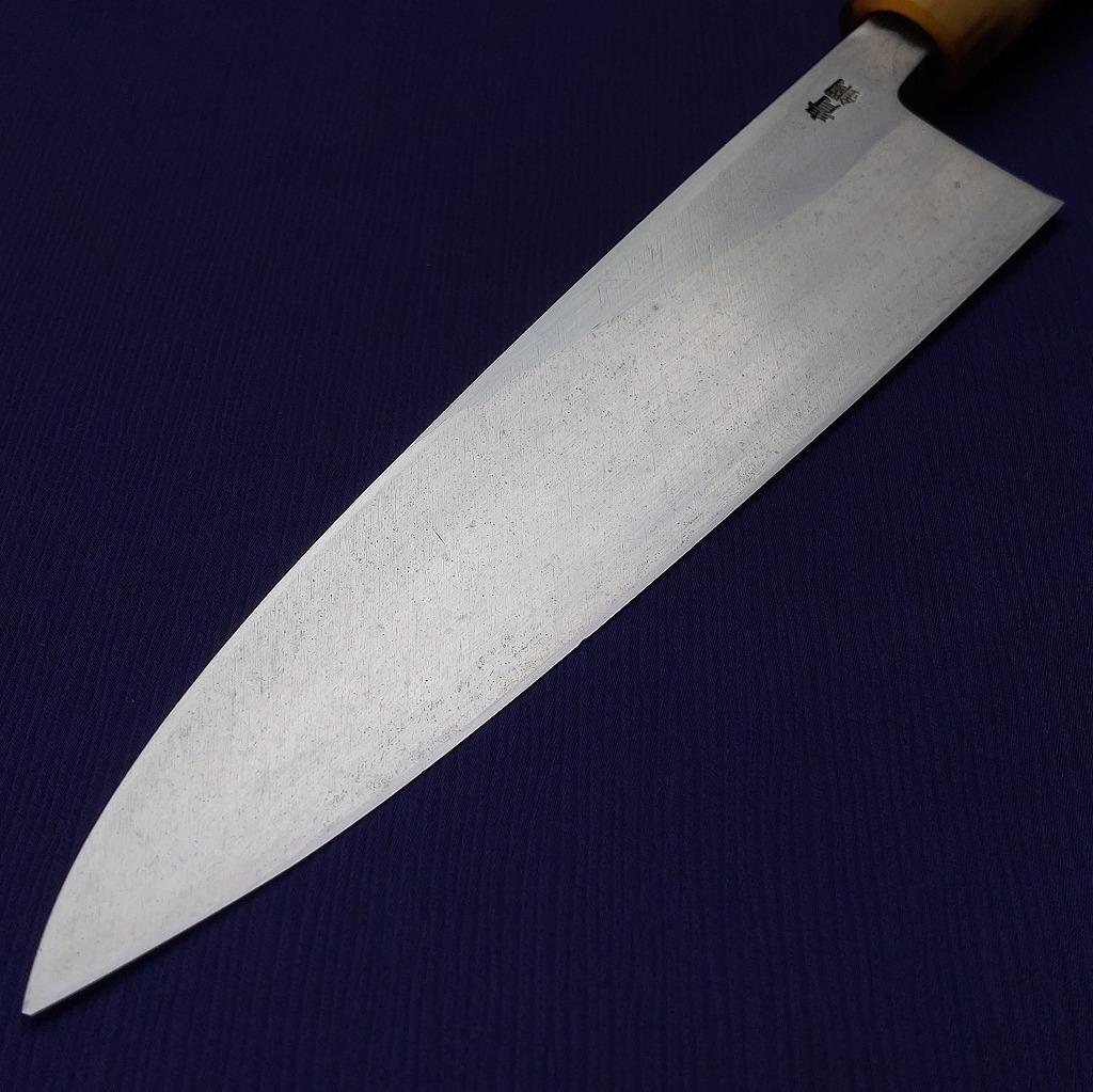 出刃包丁 築地 正本 〇秀 青鋼 刃長約200㎜ 片刃 庖丁 刃物 《0118》