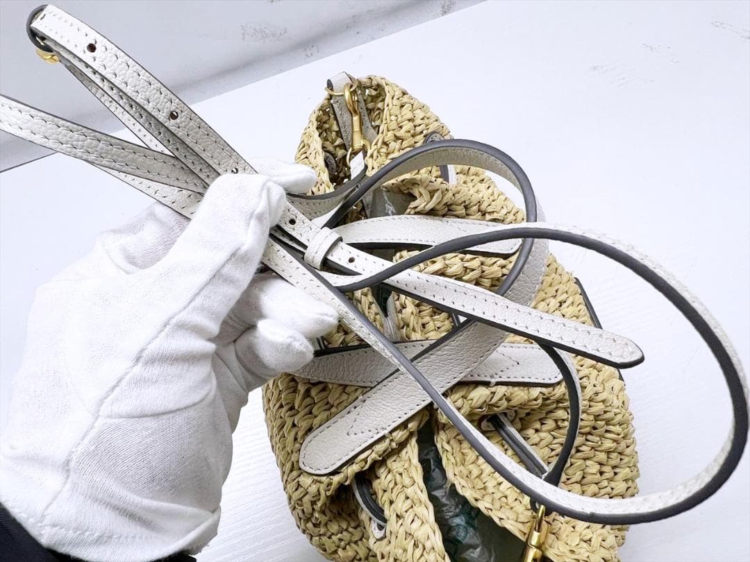 美品 アニヤハインドマーチ ラフィア ドローストリング トート